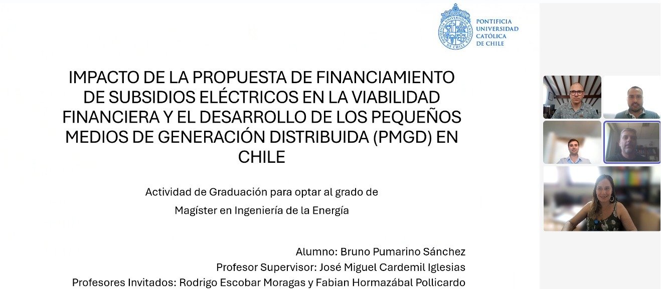 Bruno Pumarino se convierte en un nuevo graduado del Magíster en Ingeniería de la Energía de la Pontificia Universidad Católica de Chile
